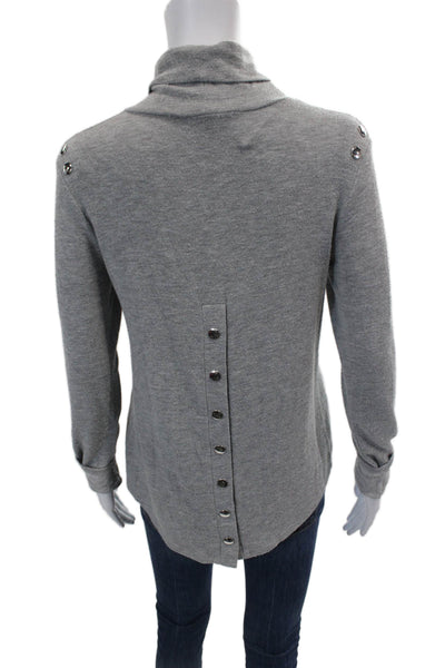 Generation Love Womens Studded Detail Long Sleeve Turtleneck Top Gray Size S