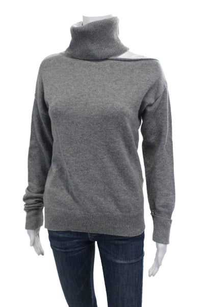 Paige Women's Turtleneck Cut-Out Long Sleeves Pullover Sweater Gray Size XS