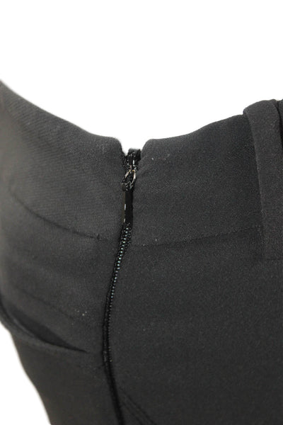 Theory Women's Hook Closure Fitted Flat Front Skinny Dress Pants Black Size 00