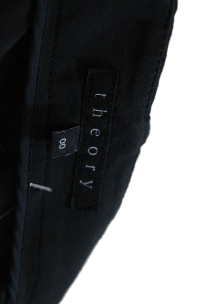 Theory Women's Hook Closure Fitted Flat Front Skinny Dress Pants Black Size 00