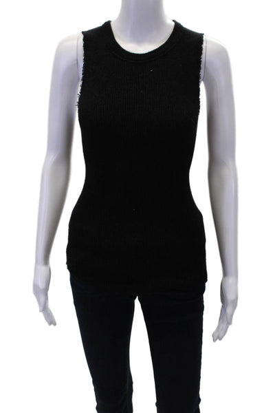 Ragdoll Womens Scoop Neck Stretch Knit Tank Top Black Cotton Size Extra Small