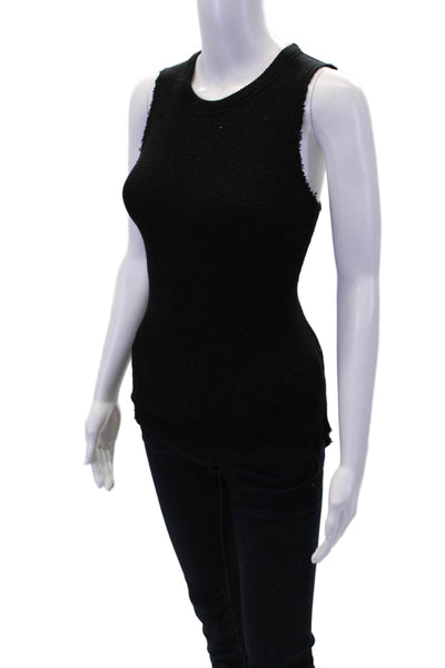 Ragdoll Womens Scoop Neck Stretch Knit Tank Top Black Cotton Size Extra Small
