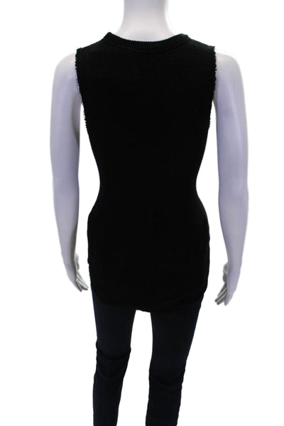 Ragdoll Womens Scoop Neck Stretch Knit Tank Top Black Cotton Size Extra Small