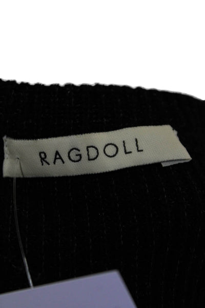Ragdoll Womens Scoop Neck Stretch Knit Tank Top Black Cotton Size Extra Small