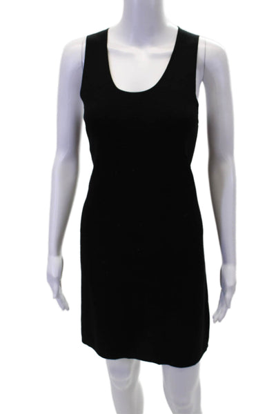 Theory Womens Sleeveless Scoop Neck Stretch Knit Mini Dress Black Size Petite