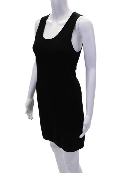 Theory Womens Sleeveless Scoop Neck Stretch Knit Mini Dress Black Size Petite