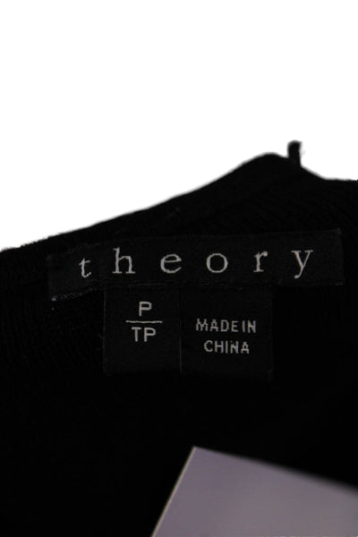 Theory Womens Sleeveless Scoop Neck Stretch Knit Mini Dress Black Size Petite