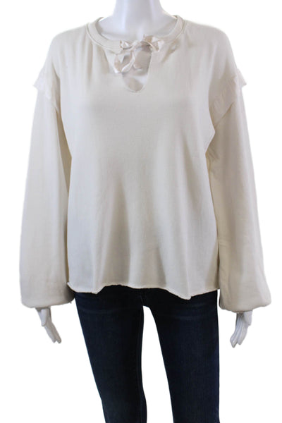 Nation LTD Womens Cotton Long Sleeve Pullover Sweatshirt Top White Size XS