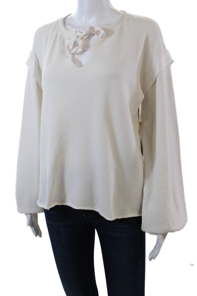 Nation LTD Womens Cotton Long Sleeve Pullover Sweatshirt Top White Size XS