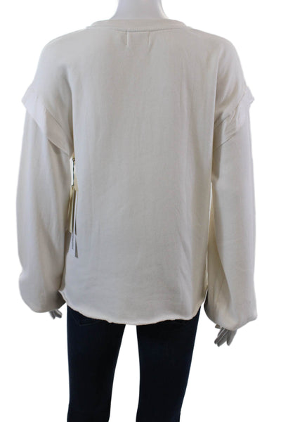 Nation LTD Womens Cotton Long Sleeve Pullover Sweatshirt Top White Size XS