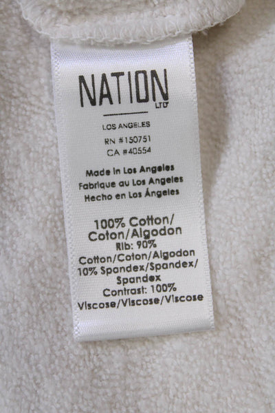 Nation LTD Womens Cotton Long Sleeve Pullover Sweatshirt Top White Size XS