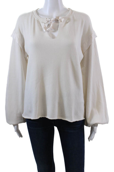 Nation LTD Womens Cotton V-Neck Long Sleeve Pullover Sweatshirt Top Pink Size S