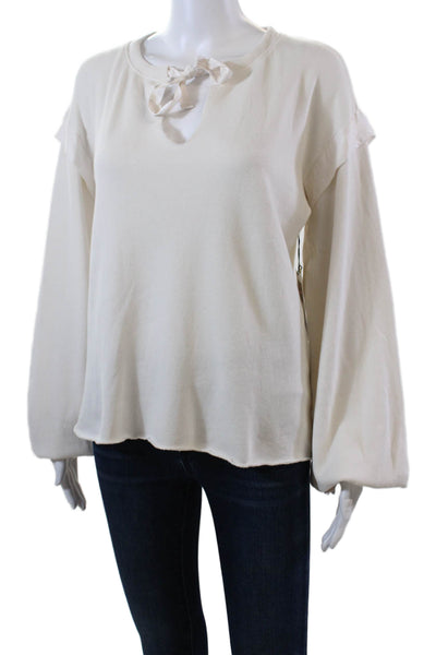 Nation LTD Womens Cotton V-Neck Long Sleeve Pullover Sweatshirt Top Pink Size S