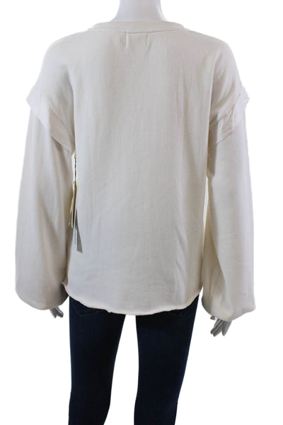 Nation LTD Womens Cotton V-Neck Long Sleeve Pullover Sweatshirt Top Pink Size S