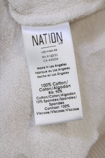 Nation LTD Womens Cotton V-Neck Long Sleeve Pullover Sweatshirt Top Pink Size S