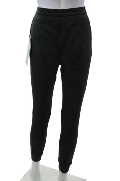 Nation LTD Womens Waffle Knit Drawstring Waist Tapered Sweatpants Green Size XS