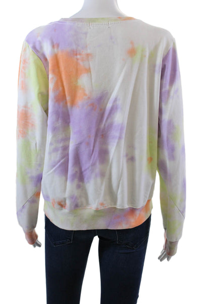 Wildfox Womens Cotton Long Sleeve Round Neck Tie Dye Sweater Multi Size M