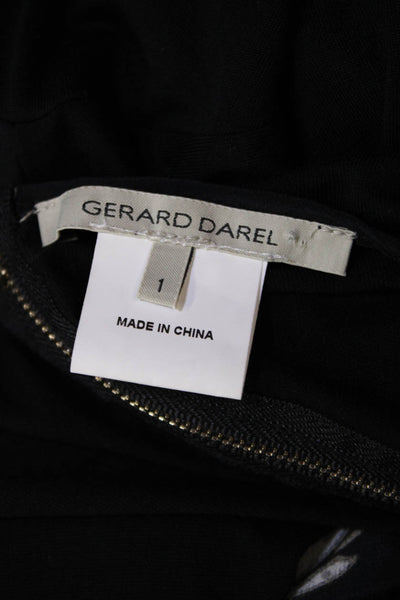 Gerard Darel Womens Short Sleeve Round Neck Sleek Blouse Black Size 01