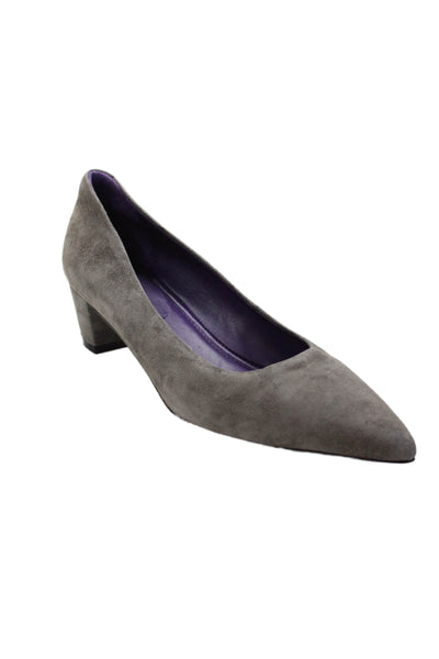 Vaneli Womens Leather Pointed Toe Slip On Heels Pumps Gray Size 10