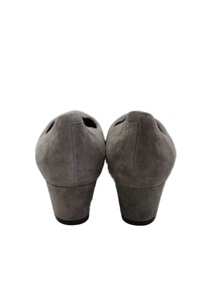 Vaneli Womens Leather Pointed Toe Slip On Heels Pumps Gray Size 10