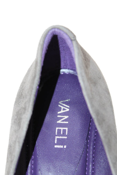 Vaneli Womens Leather Pointed Toe Slip On Heels Pumps Gray Size 10