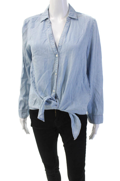 Soft Joie Women's Collared Long Sleeves Button Up Chambray Shirt Size S