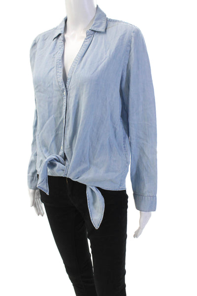 Soft Joie Women's Collared Long Sleeves Button Up Chambray Shirt Size S
