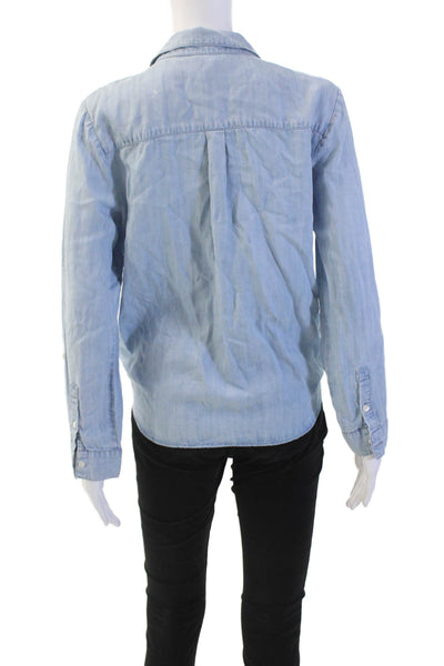 Soft Joie Women's Collared Long Sleeves Button Up Chambray Shirt Size S