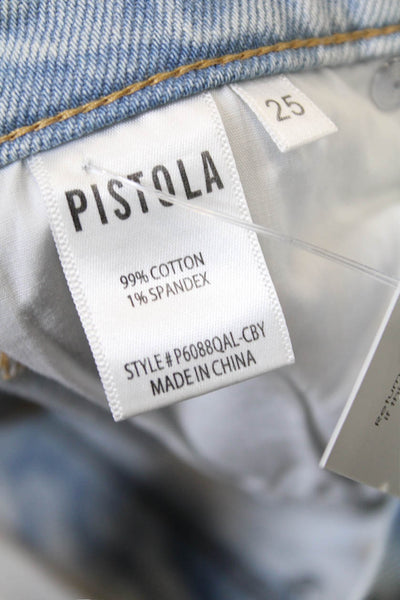 Pistola Women's Light Wash High Waist Pockets Straight Leg Denim Pants Size 25