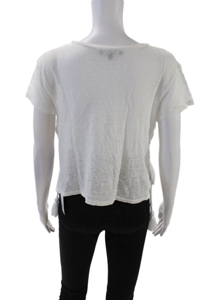 Generation Love Womens Round Neck Sleeveless Tassel Cropped Top White Size XS