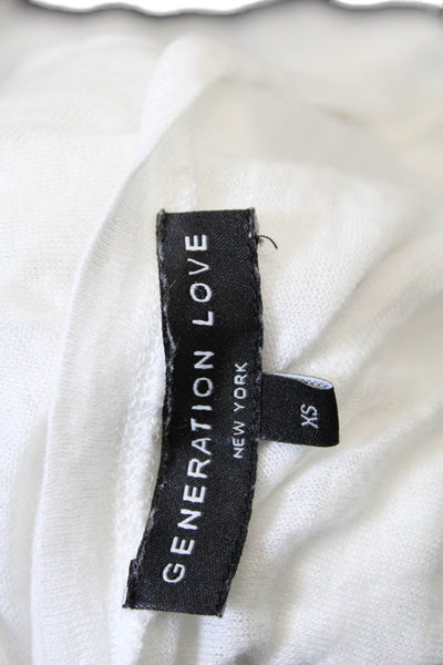 Generation Love Womens Round Neck Sleeveless Tassel Cropped Top White Size XS