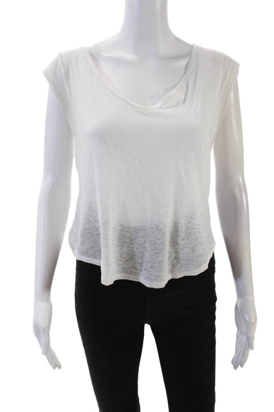 C&C California Women's V-Neck Sleeveless Basic Cotton T-Shirt White Size S