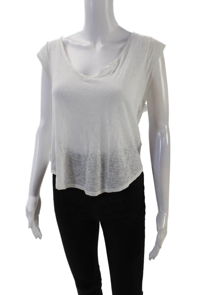 C&C California Women's V-Neck Sleeveless Basic Cotton T-Shirt White Size S