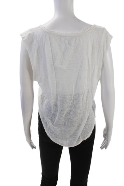 C&C California Women's V-Neck Sleeveless Basic Cotton T-Shirt White Size S