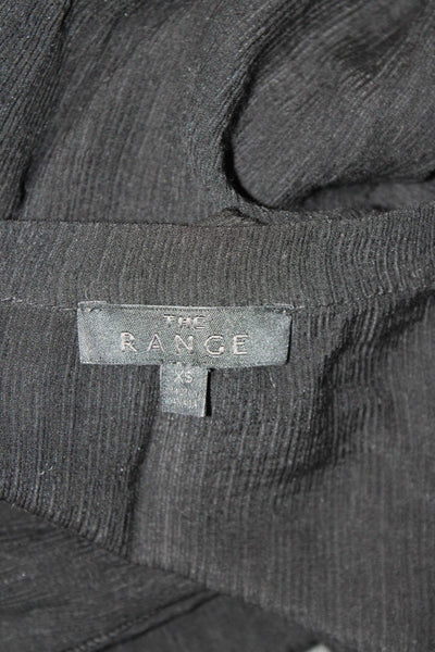 The Range Womens Long Sleeve Button Front V Neck Shirt Black Size Extra Small