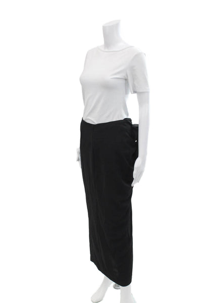MNG Womens Flower Detail Ruched Zip Up Asymmetrical Skirt Black Size 6