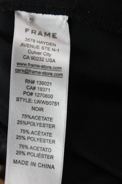 Frame Womens Satin Elastic Waist High-Rise Tapered Pants Trousers Black Size L