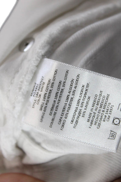 Re/Done Womens Cotton High Waisted Raw Hem Straight Leg Jeans White Size 27