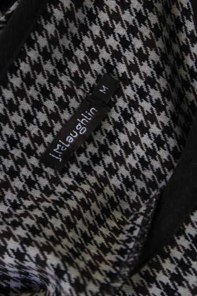 J. Mclaughlin Womens Houndstooth Print Long Sleeves Dress Brown Black Size Mediu