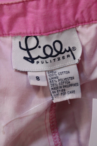 Lilly Pulitzer Womena Floral Print High Rise Pants Pink Green Cotton Size 8