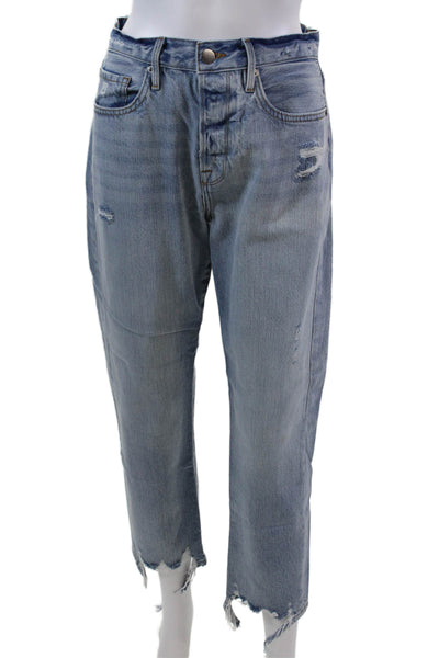 Frame Womens Button Up Le Original High Rise Clash Jeans Blue Cotton Size 26