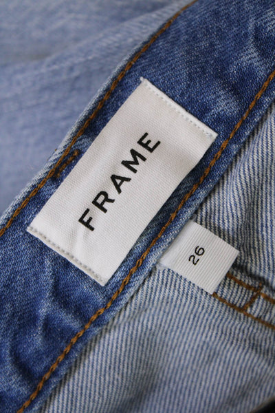 Frame Womens Button Up Le Original High Rise Clash Jeans Blue Cotton Size 26