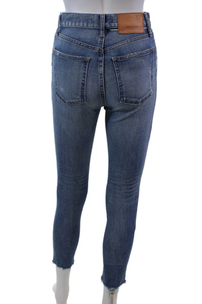 Moussy Vintage Womens High Rise Raw Hem Slim Leg Jeans Blue Cotton Size 24