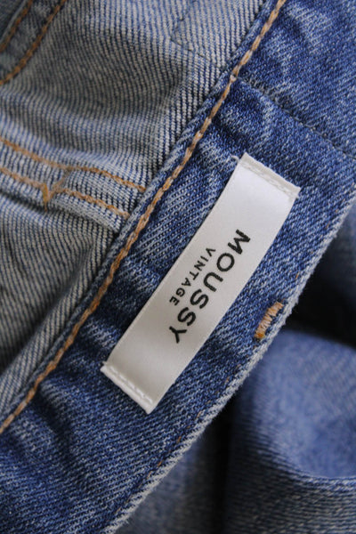 Moussy Vintage Womens High Rise Raw Hem Slim Leg Jeans Blue Cotton Size 24