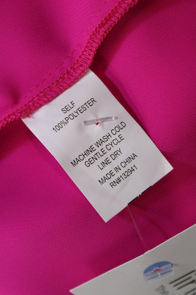 Amanda Uprichard Womens Ruffled Sleeves V Neck Blouse Pink Size Extra Small