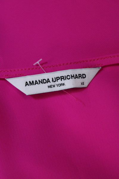Amanda Uprichard Womens Ruffled Sleeves V Neck Blouse Pink Size Extra Small