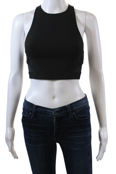 Elizabeth and James Womens Halter Neckline Racerback Crop Top Black Size XS