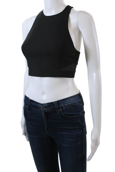 Elizabeth and James Womens Halter Neckline Racerback Crop Top Black Size XS
