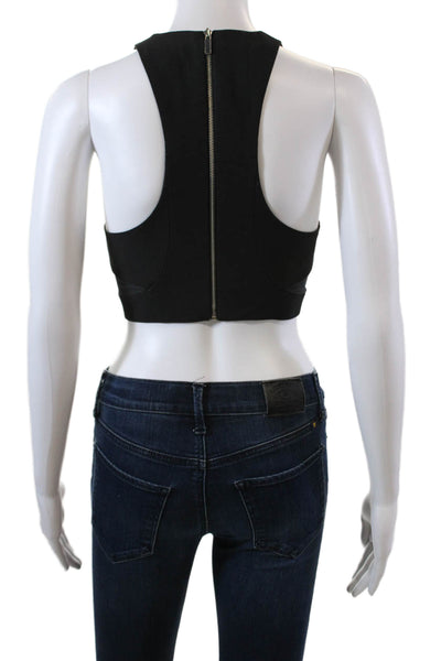 Elizabeth and James Womens Halter Neckline Racerback Crop Top Black Size XS