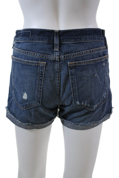 Rag & Bone Womens Cotton Distressed Cuffed Leg Denim Shorts Blue Size 23